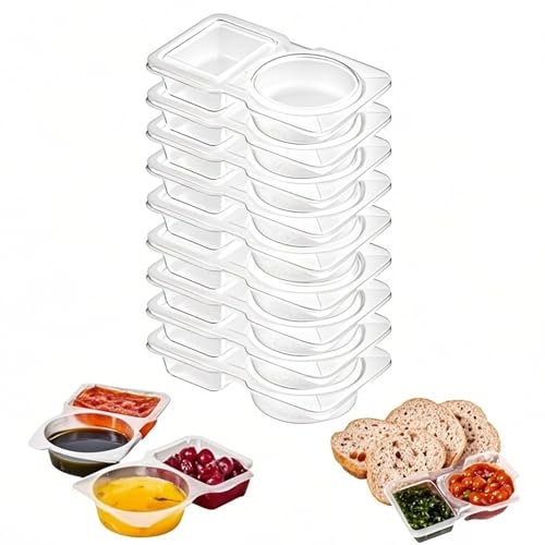 ASIRYVA 10PCS Snack Pots with Lids, Reusable Snack Containers with Double Compartment Snack Pot for Work, School, Picnics & More