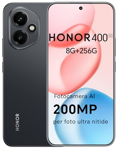 HONOR 400 Smartphone 5G Dual SIM NFC, 8GB RAM 256GB, 5300 mAh, Caméra 200MP Ultra Haute Définition, Android 15, 6,55 Pouces Écran AMOLED, Midnight Black