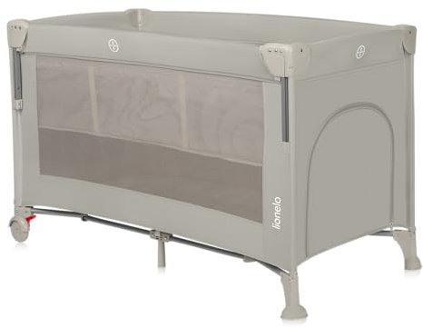 lionelo Ellen 3 en 1 Lit de Voyage de 0 à 3 Ans, Cododo pour Nouveau-nés et Enfants Plus Âgés jusqu'à 15 kg, 2 Hauteurs de Matelas, Sangles d'attache, Verrouillage Latéral, 2 Roues, Sac (Beige)