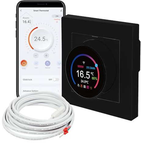 Mi-Heat TH11 WiFi Smart Raumthermostat schwarz - für Fussbodenheizung Temperaturregler Thermostat Tuya App