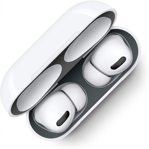 Baiyx Staubschutz Kompatibel mit AirPods Pro 3 (2025) Hülle, Staubdichter Metallic-Aufkleber, Ultraschlanke Folie, Schutz vor Eisen und Metallspänen (2 Set) (Black+Gray)