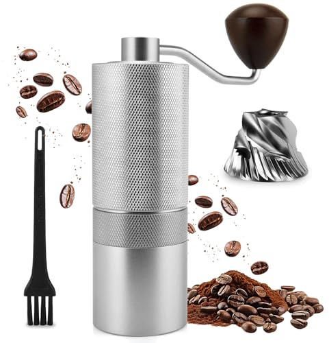 Manual Coffee Grinder – Portable Hand Coffee Grinder with Stainless Steel Conical Burr & Adjustable Grind for Espresso, Aeropress, Pour Over & French Press – Compact Easy Clean Full Metal Travel Mill