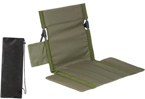 Harilla Strand-Klappstuhl Strandstuhlkissen mit Rückenlehne, Bodenstuhl Klappbares Tribünenkissen, Tragbare Strandliege Faltbarer Campingstuhl Liegestuhl für Picknick, Garten, Wandern, Grün 54x33cm