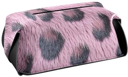 Taschentuchbox aus Leder, zum Aufhängen, Auto-Serviettenhalter mit verstellbaren Trägern und Reißverschluss, nachfüllbarer Taschentuchspender, Rouge, Leopardenhaut