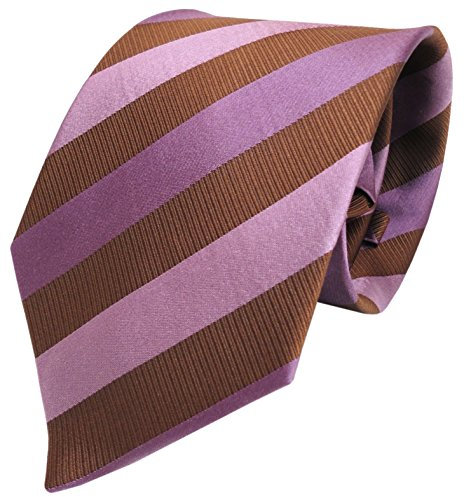 TigerTie schöne Krawatte in rosa braun violett gestreift - 100% Seide/Silk