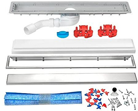 Cornat Komplettset Duschrinne 650 x 70 mm / Bodenablauf / Ablaufrinne / Fliesenflansch / Duschablauf / DR65070