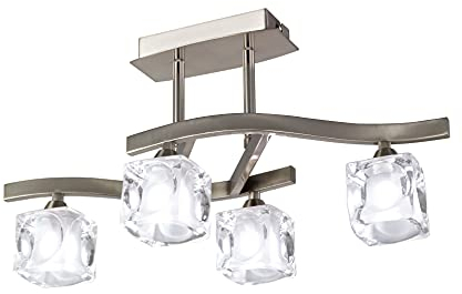MANTRA CUADRAX Cristal Plafón de Techo, Níquel Satinado