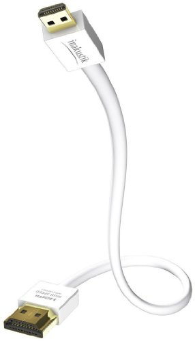 inakustik – 004246205 – Premium Standard HDMI -> Mini C Kabel mit Ethernet | Extrem dünnes und flexibles Kabel (nur 3,6mm) | 5,0m in Weiß | Ultra HD 2160p (4K 25/30Hz) - HD-Audio - aktiver Chip im Stecker