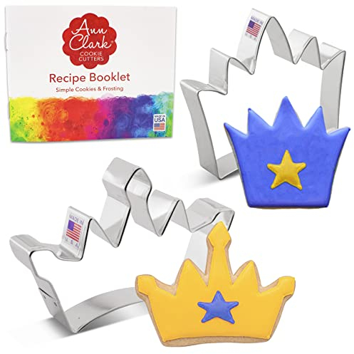 Crown Cookie Cutters 2-Pc Set Made in USA by Ann Clark, Princess Tiara and Crown