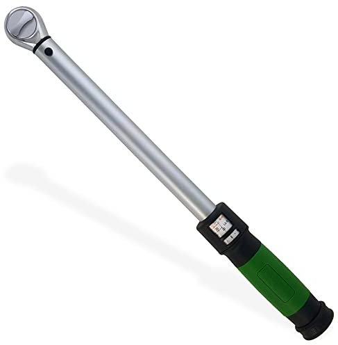 Click-Style Torque Wrench - ⅜” Drive 20-100 ft.-lb. (25-135 n.m.) 45 Tooth Ratchet Socket Wrench for Mechanic Tool Set, Easy Read Scale & Ergonomic Grip Precision, Professional Hand Tool for Repairs