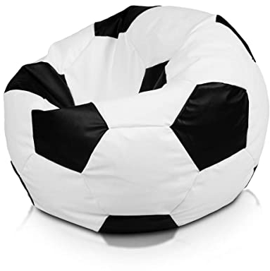 Ecopuf Sitzsack Ball - Bean Bag Ball - Sitzsäcke fur Gaming Sack - Zubehör für Fussball Kinderzimmer - Öko-Leder - 90x55cm, Schwarz E14