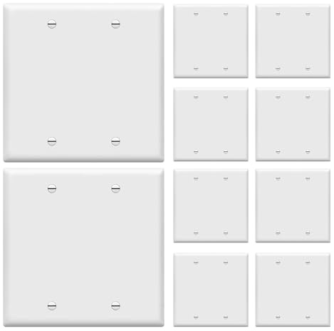 Enerlites Placa de pared en blanco de 2 bandas, tamaño estándar, policarbonato termoplástico, color blanco (paquete de 10) 8802-W-10 unidades
