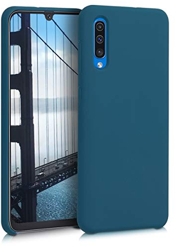 kwmobile Hülle kompatibel mit Samsung Galaxy A50 Hülle - Silikon Handy Case - Handyhülle weiche Oberfläche - kabelloses Laden - Petrol matt