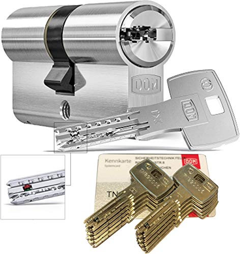 DOM iX Twido 333iX7T Doppelzylinder mit 10 Schlüssel, Länge (a/b) 30/50mm (c= 80mm), mit Sicherungskarte, mit Not- u. Gefahrenfunktion