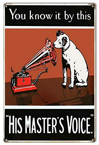 ABLERTRADE Nostalgic You Know It By This His Masters Voice Vintage Style Wandschild Metallschild Wanddekoration Geschenk 20,3 x 30,5 cm