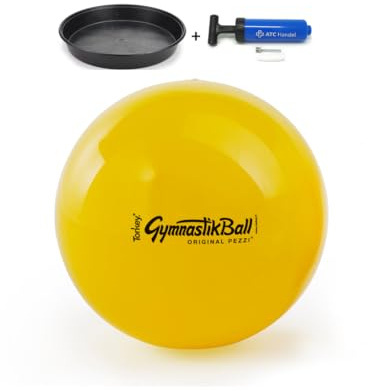 Original Pezzi Gymnastikball Standard Ø 42, 53, 65 & 75 cm in Allen Farben inkl. Ballschale und ATC Ballpumpe – Bis 400 kg belastbar – Fitness, Reha, Therapie, Gymnastik & Sitzball