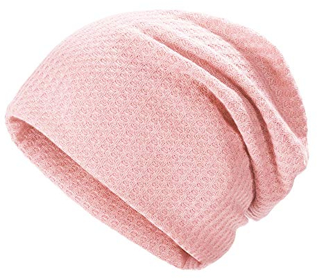 ZLYC Summer Long Slouch Beanie Leicht Weich Jersey Mütze für Damen und Herren,Festes Hellrosa,Gr. Einheitsgröße
