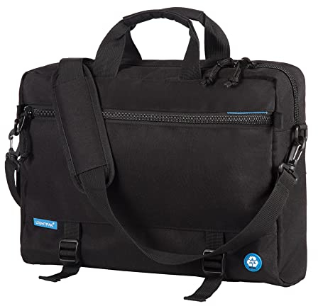 Stop Ocean Plastic 46201 RPET 3 in 1 Multifunktionstasche Barbados, Laptoptasche für 15,6 Notebooks, Business Schultertasche aus recyceltem PET, Convertible Rucksack ca. 43 x 32 x 9 cm, Schwarz