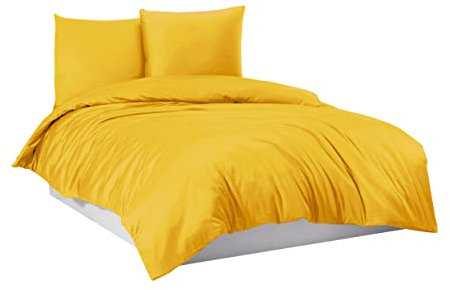 Mixibaby Bettwäsche Bettgarnitur Bettbezug 100% Baumwolle 135x200 155x220 200x200 200x220, Farbe:Gelb, Größe:200 x 200 cm