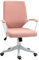 Vinsetto Bürostuhl Schreibtischstuhl Home-Office-Stuhl mit Wippenfunktion Rückenlehne höhenverstellbarer dick gepolstert ergonomisch 360°-Drehräder Polyester Nylon PP Rosa+Weiß 62x69x92-100 cm
