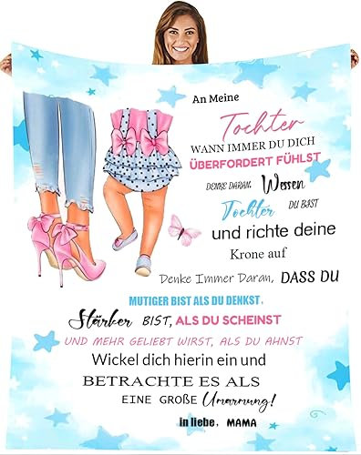 UOOYAA Kuscheldecke Personalisierte An Meine Mama Nachricht Brief Decke,Geschenke für Mama Decke,Geeignet für Sofa, Reise, zum Muttertag,Geburtstag Geschenk(Sohn zu Mama-S)