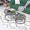 hitsuki Couchtisch Rund 2er Set, Marmor Couchtisch Grau Metallgestell Wohnzimmertisch Grau, Beistelltisch Metall，Satztische fürs Wohnzimmer, Schlafzimmer, Balkon (Schwarz & Schwarz)