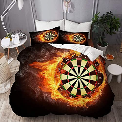 Bettwäsche 155x220, 3D Darts-Anzeigetafel Bettwäsche Set Weich Bequem 100% Mikrofaser Bettbezug mit 2 Kissenbezug 80x80 cm 3 Teiliger Bettbezüge Set für Kinder Jungen Mädchen