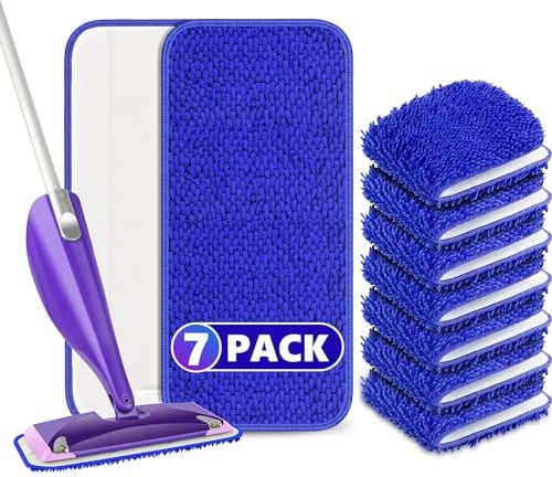 Reusable Mop Refills for Flash Powermop - Papclean Microfibre Mop Pads Heads Wet Floor Cleaner Wipes Dry Cloths Replacement for Cleaning Home Kitchen All Floor Types - 7 PCS