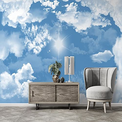 YXTSmurals Bleu Ciel Nuages Papier Peint Mural 3D Papier Peint Intissé Trompe L'Oeil Photo Auto-Adhésif Poster Tableaux Muraux Décoration Murale Photo Murale Papier Peint Art