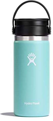 HYDRO FLASK - Reise-Thermos 473ml (16 oz) - Vakuumisolierter Edelstahl-Thermos - Auslaufsicher Flex-Trinkdeckel - Thermos für Kaffee - Größe Öffnung - Dew