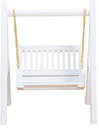 1/12 Miniature Porch Swing Dollhouse Garden Swing Wooden Swing for Dolls Wooden Doll Swings Dollhouse Outdoor Furniture Accessories