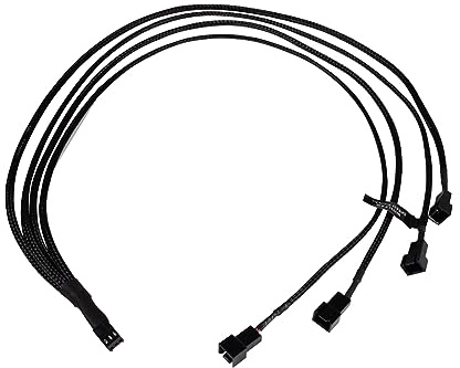 Alphacool 18696 Y-Splitter 3-Pin auf 4x 3-Pin 60cm Kabel Modding gesleevt schwarz