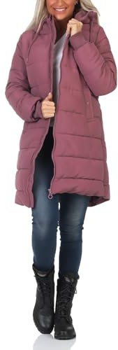Eight 2 Nine Damen Steppmantel Winterjacke LETN-068 mit Kapuze Renaissance Rose M