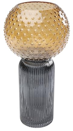 Kare Design Jarrón Marvelous Duo Amber, Gris/Amarillo, jarrón para Flores, jarrón Decorativo, Recipiente para Flores, jarrón de Mesa, 31cm