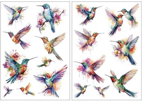 Everjoy Realistische Aquarell-Kolibris temporäre Tattoo-Aufkleber – wasserfeste Fake-Tattoos für Frauen und Mädchen
