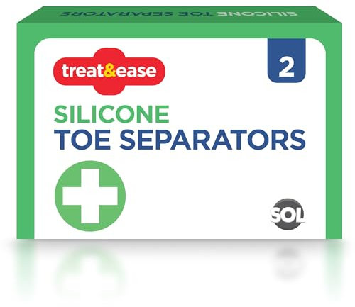 SOL 2pc Silicone Toe Separators for Overlapping Toes - Toe Spacers for Bunions, Flexible Toe Aligners, Wear Inside Shoes, Reusable Toe Stretchers, One Size Fits Most, Suitable for Men and Women