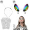 LETTERASHQP 3 Stück Alien Kostüm Set, Haarreif Silber Alien, Alien Haarreif und Handschuhe Geeignet Als Foto-Requisiten Und Atmosphären-Requisiten für Erwachsene und Kinder
