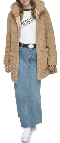 AM/MNY Women's Outerwear teddy coat,CAMEL,SMALL
