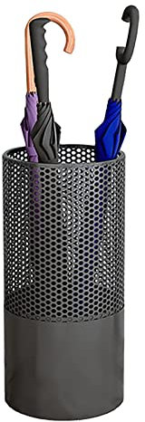 Umbrella Stand Modern Hollow-Out Umbrella Holder Stand for Front Door/Entrance, Round Iron Indoor Umbrella Rack Bucket, Canes Ski Poles Golf Clubs Organizer (Color : Black)