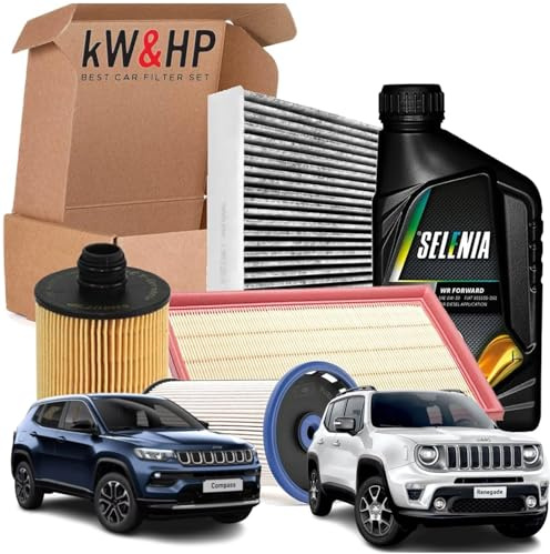 KIT TAGLIANDO 4 FILTRI + 5 LITRI OLIO MOTORE ORIGINALE 0W30 COMPATIBILE CON COMPASS RENEGADE 1.6 CRD MULTIJET