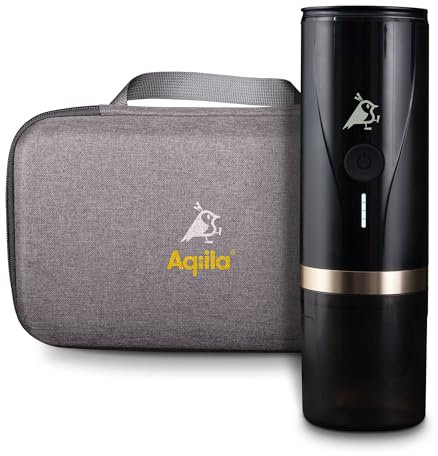 Aqiila Machine à Café Expresso Portable 20 Bars – Auto-Chauffante & Rechargeable USB-C (7500mAh) – Café Moulu & Capsules – Idéale en Voyage, Camping & Bureau Coffeebird