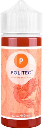 Politec - Pintura Acrílica, Impermeable, Resistente a la Luz, para Lienzos, Tela, Madera, Cristal, Piedras, Pintura textil, Pintura para Lienzo. (Rojo Óxido #305)
