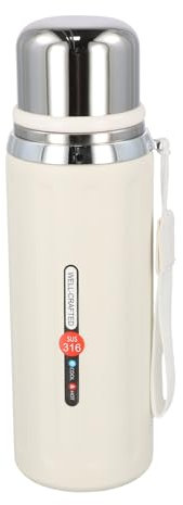 Botella Termica 800ml, Botella Agua Aislada, Vaso Térmico Acero Inoxidable, Termo de Vacío con Filtr, Se Mantiene Caliente o Frío 24 Horas (Blanco)
