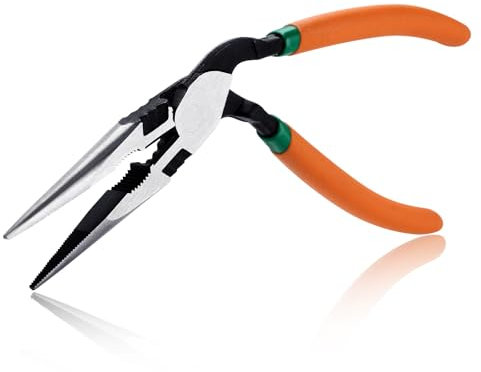 SPEEDWOX High Leverage Long Nose Pliers Pistol Grip Pliers High Leverage Pistol Grip Professional Tool Wire Cutters Reduce Effort by 35% Offset Angled Head Offers Increased Access and Leverage