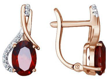 Sokolov Ohrringe aus 585 Rotgold mit Granat und Zirkonia