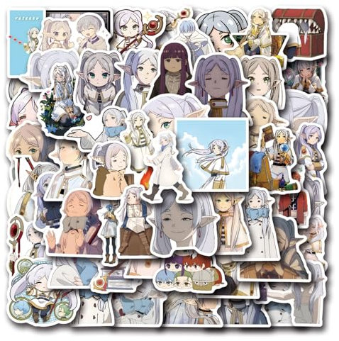 Frieren Beyond Journey's End Aufkleber für Laptop(50PCS),Geschenk für Kinder Jugendliche Erwachsene Jungen,Anime Wasserdicht Vinyl Aufkleber Stickers für Scrapbook,Skateboard,Auto,Gepäck