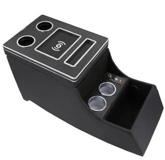 LTQSIV Mittelkonsole Aufbewahrungsbox Für Benz Für Viano Für Vito W639 W447 2004-2020 Kabelloses Aufladen Der Armlehnenbox, Zentrale Inhaltsaufbewahrungsbox, USB(Schwarz)