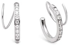 SINGULARU - Swirl Ohrringe. Edelstahl mit silberfarbener Beschichtung und Zirkonia. Schmuck für Damen.