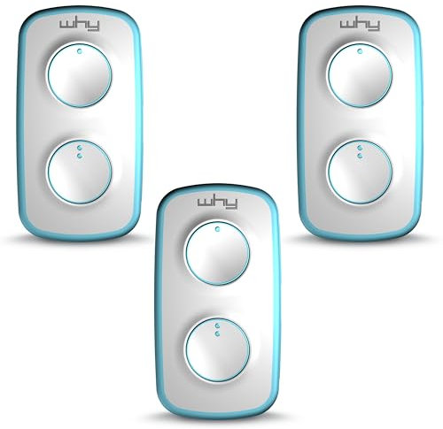 Télécommande universelle WHY EVO NOA MINI à 4 boutons - Programmable code fixe ou code tournant - Fréquences 433 ou 868 mhz - Pour portails et porte de garage (Pure Emeraude Lot de 3 télécommandes)