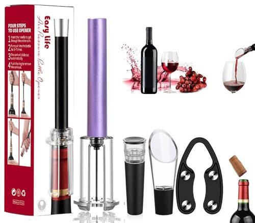 EDAT Likewiset Wine Opener, Likewiset Wine, Likewiset, Air Pressure Wine Bottle Opener, Air Pump Cork Remover Wine Bottle Opener Set, Manual Wine Bottle Opene(Purple)